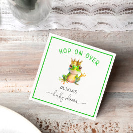 Cute Frog Prince Baby Shower Napkins Pappersservett