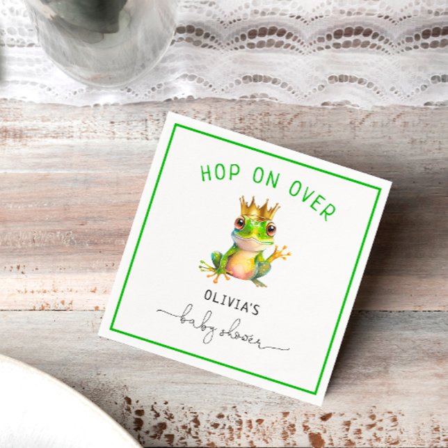 Cute Frog Prince Baby Shower Napkins Pappersservett (Skapare uppladdad)