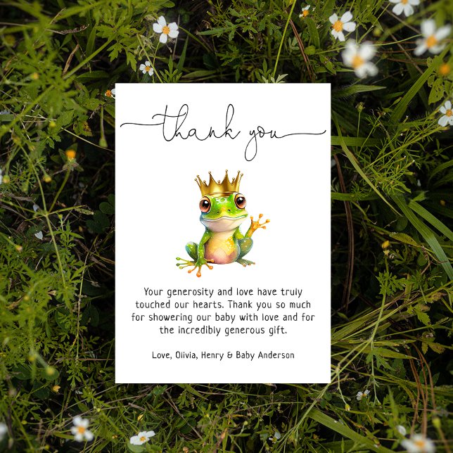 Cute Frog Prince Baby Shower Tack Kort (Skapare uppladdad)