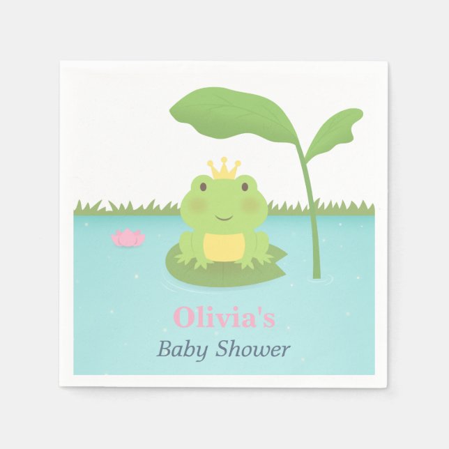 Cute Frog Prince Boy Shower Supples Pappersservett (Framsidan)