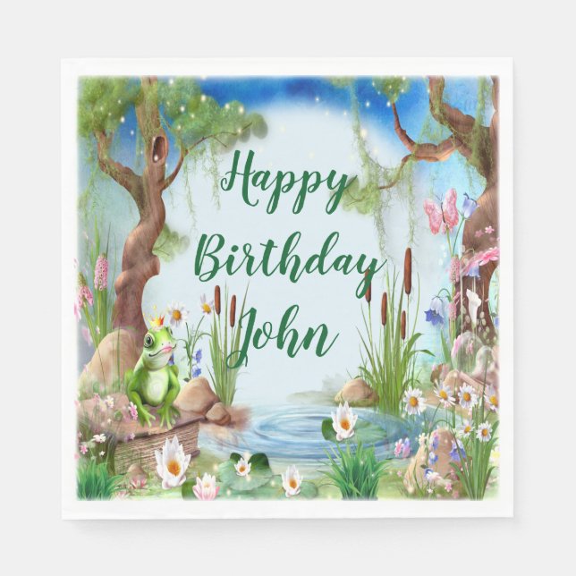 Cute Frog Prince Födelsedagsfest Pappersservett (Framsidan)