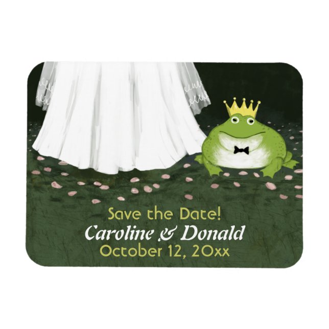 Cute Frog Prince Humous Bröllop spara datum Magnet (Horisontell)