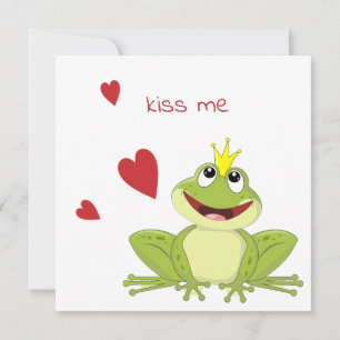 Cute Frog Prince Kiss Me Julkort