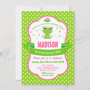 Cute Frog Princess Inbjudan till en flicka