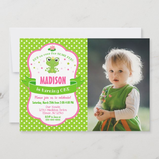 Cute Frog Princess Invitation for a Girl Inbjudningar (Framsida)