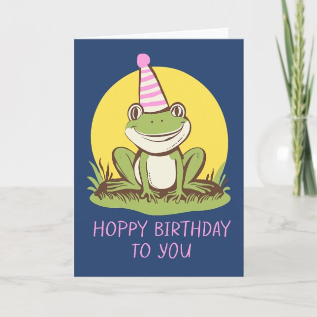 Cute Frog Pun Birthday Whimsic Colorful Art Kort (Framsida)