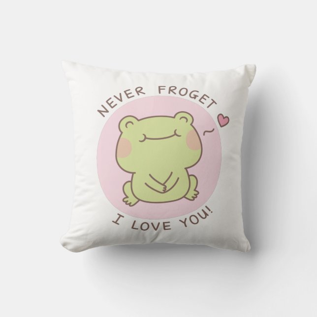 Cute Frog Pun Frogret I Kärlek You Kudde (Framsida)