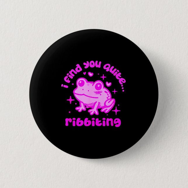 Cute Frog Pun Ribbiting Frog Lovers Quote Design  Knapp (Framsida)