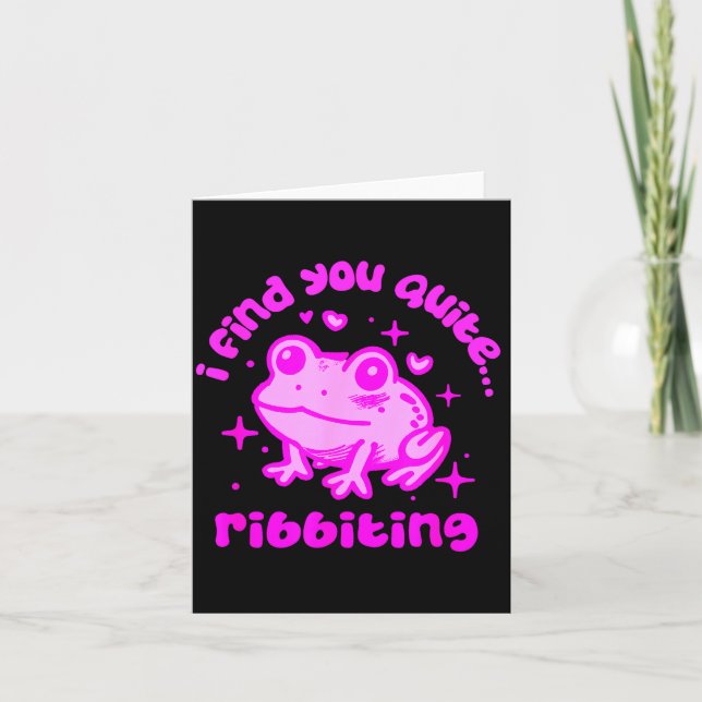 Cute Frog Pun Ribbiting Frog Lovers Quote Design  Kort (Framsida)