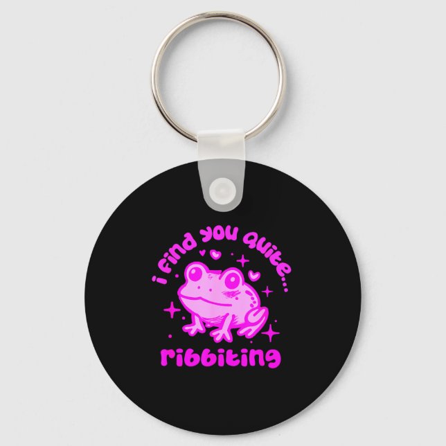 Cute Frog Pun Ribbiting Frog Lovers Quote Design  Nyckelring (Framsida)