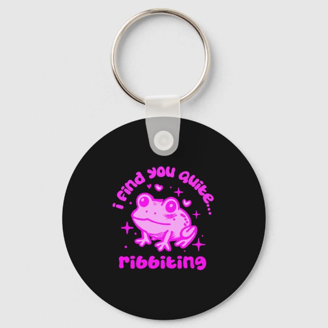 Cute Frog Pun Ribbiting Frog Lovers Quote Design P Nyckelring (Framsida)