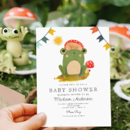 Cute Frog Red hat-champiCute Baby Shower Inbjudningar