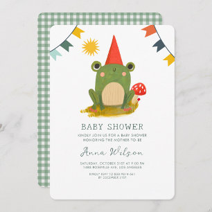 Cute Frog Red hat-champiCute Baby Shower Inbjudningar
