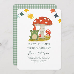 Cute Frog Red hat-champiCute Baby Shower Inbjudningar