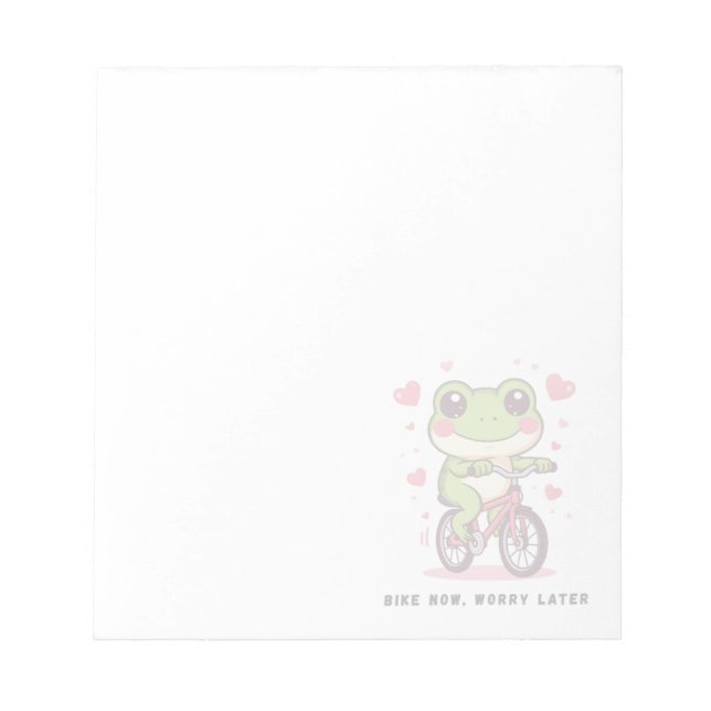 Cute Frog Riding Bicycle | Funny Frog Lover Gift Anteckningsblock (Framsida)