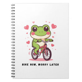 Cute Frog Riding Bicycle | Funny Frog Lover Gift Anteckningsbok