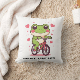 Cute Frog Riding Bicycle | Funny Frog Lover Gift Kudde