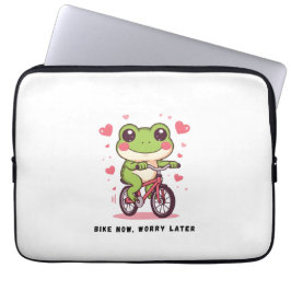 Cute Frog Riding Bicycle | Funny Frog Lover Gift Laptop Fodral