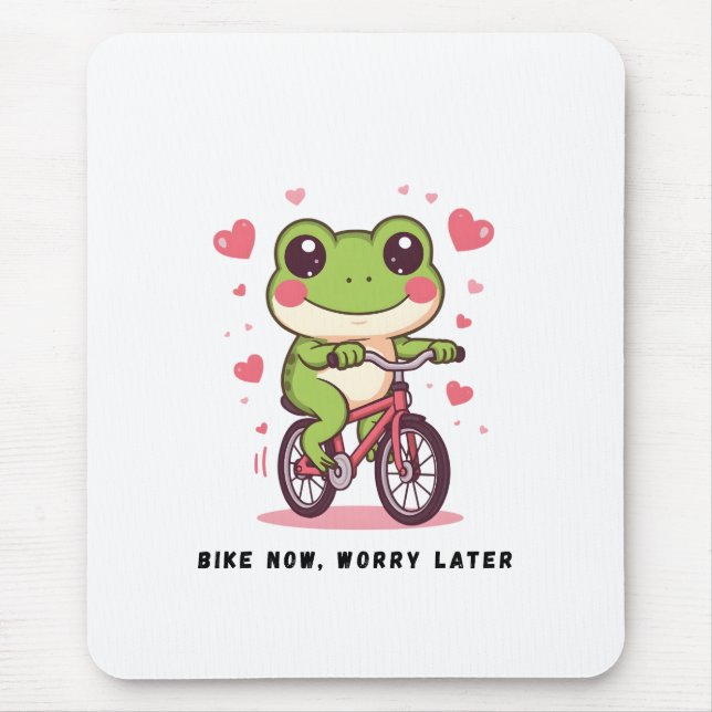 Cute Frog Riding Bicycle | Funny Frog Lover Gift Musmatta (Framsidan)