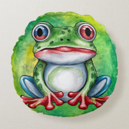 Cute Frog Rund Kudde