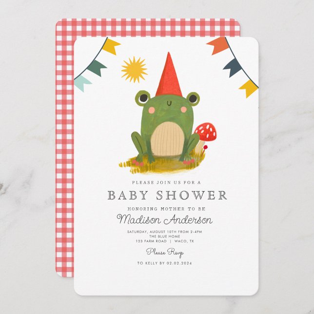 Cute Frog Sage Grönt Cute Baby Shower-inbjudan Inbjudningar (Skapare uppladdad)