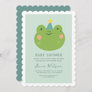 Cute Frog Sage Grönt Cute Baby Shower Inbjudningar