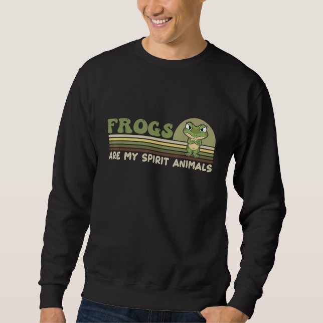 Cute Frog  Saying Frogs Are My Spirit Animals Lång Ärmad Tröja (Framsida)