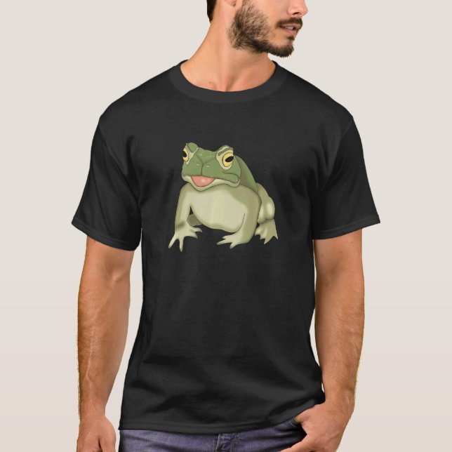 Cute Frog Sitting Amphibian for Kids Green Frog T Shirt (Framsida)