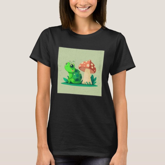 Cute Frog Snail Illustration Shell Friends Women K T Shirt (Framsida)