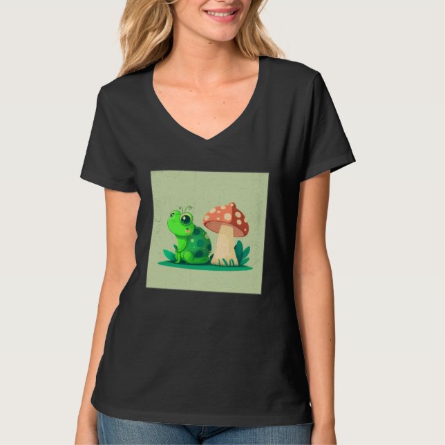 Cute Frog Snail Illustration Shell Friends Women K T Shirt (Framsida)