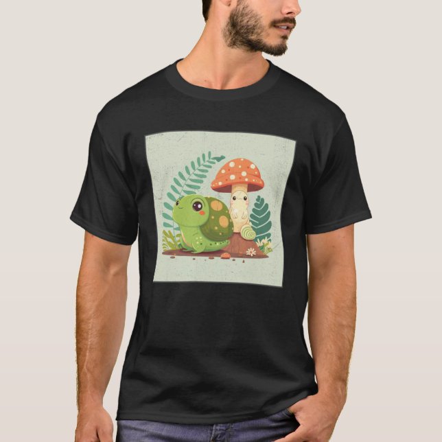 Cute Frog Snail Illustration Shell Friends Women K T Shirt (Framsida)