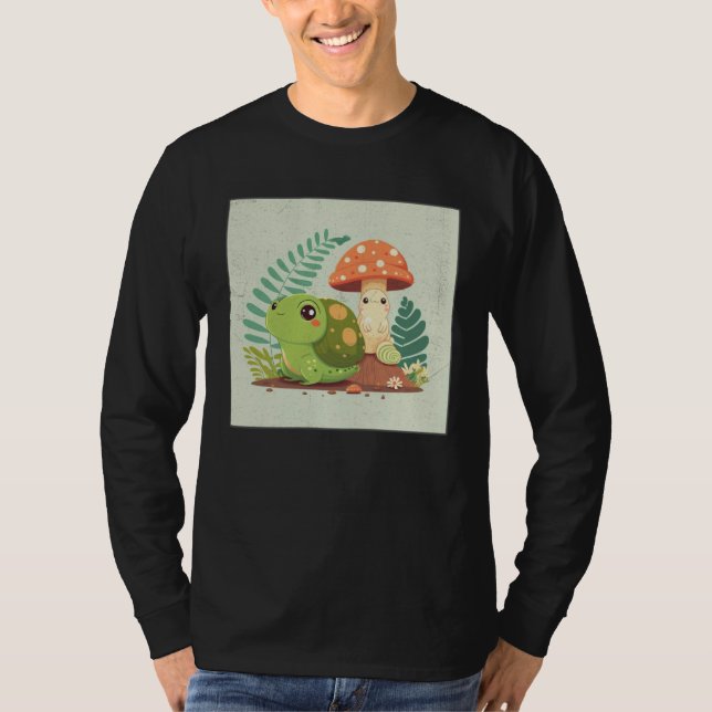 Cute Frog Snail Illustration Shell Friends Women K T Shirt (Framsida)