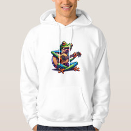 Cute Frog som spelar en gitar Hoodie