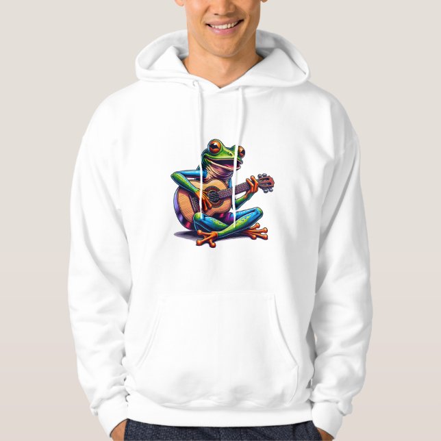 Cute Frog som spelar en gitar Hoodie (Framsida)