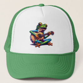 Cute Frog som spelar en gitar Keps