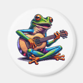 Cute Frog som spelar en gitar Magnet