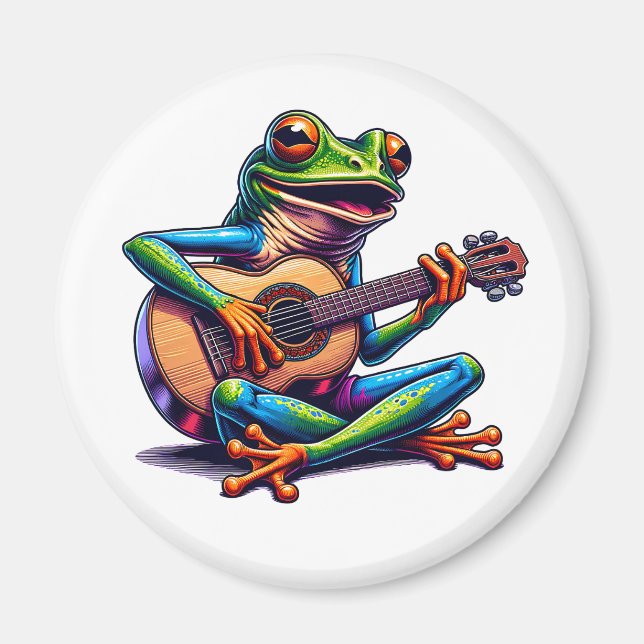 Cute Frog som spelar en gitar Magnet (Framsidan)