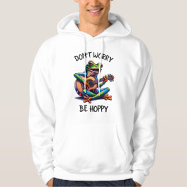 Cute Frog som spelar en gitar | Oroa dig inte, var Hoodie