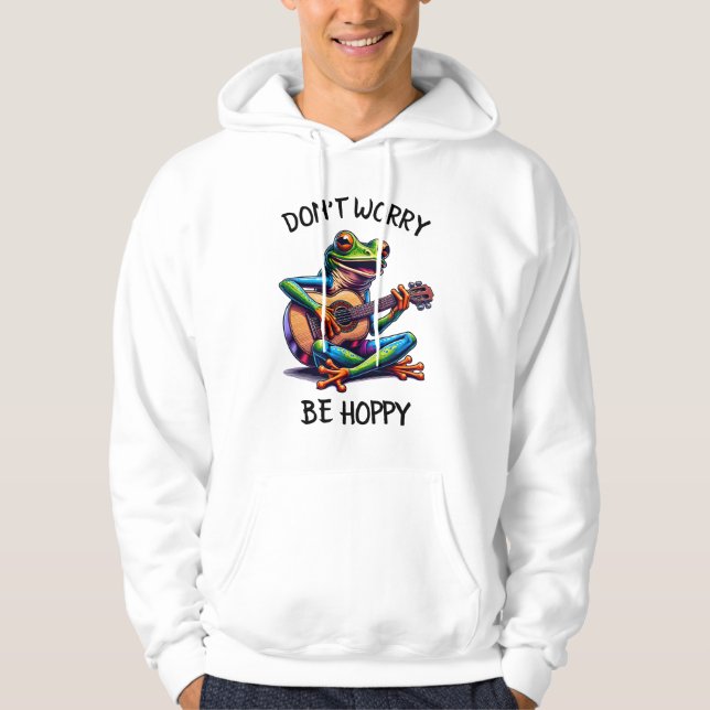 Cute Frog som spelar en gitar | Oroa dig inte, var Hoodie (Framsida)