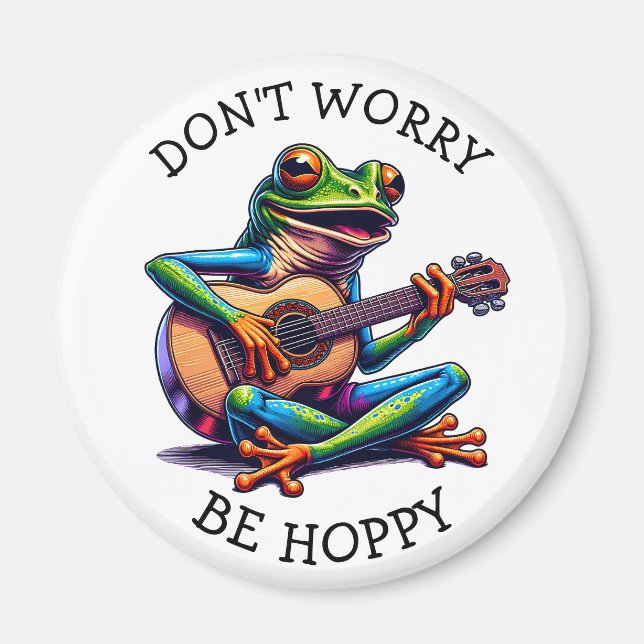 Cute Frog som spelar en gitar | Oroa dig inte, var Magnet (Framsidan)