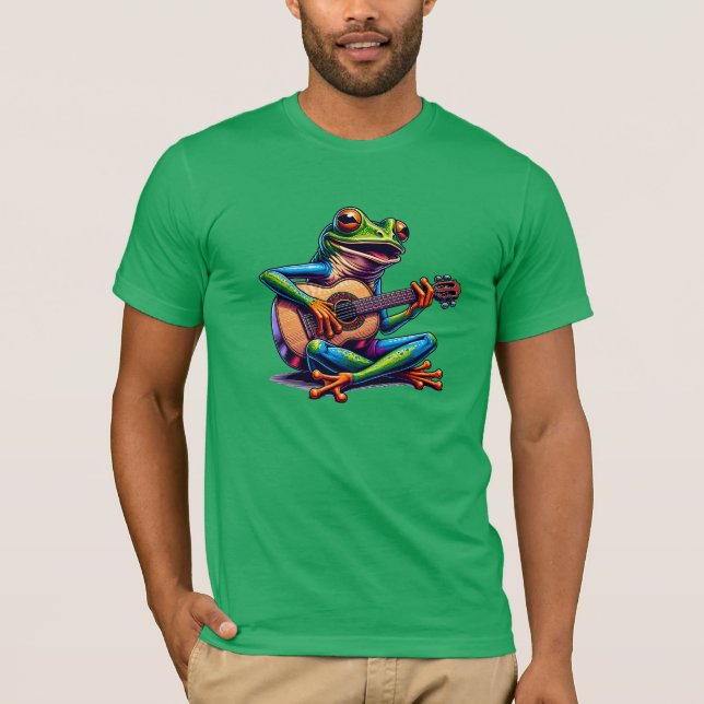Cute Frog som spelar en gitar T Shirt (Framsida)