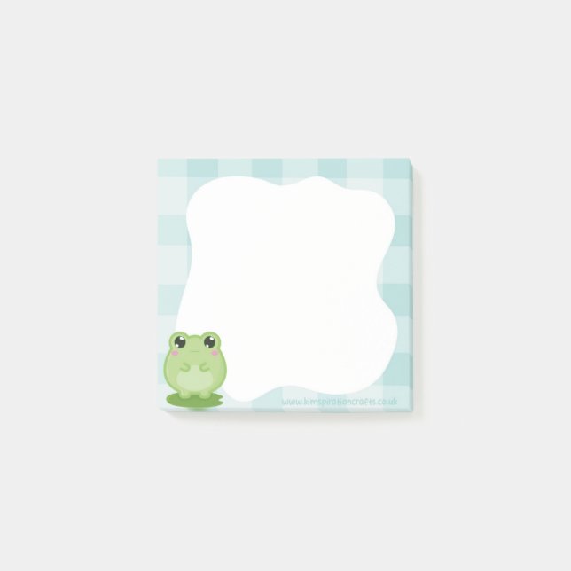 Cute frog Sticky notes, green post-it notes Block (Framsida)