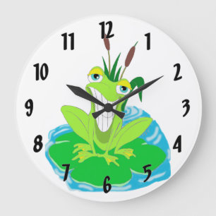 Cute Frog Stor Klocka