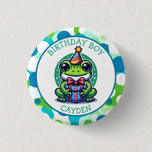 Cute Frog Themys Birthday Boy Knapp