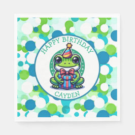 Cute Frog Themys Birthday Boy Pappersservett