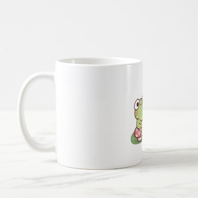 Cute Frog Toasting Marshmallow i Campfire Kaffemugg (Vänster)