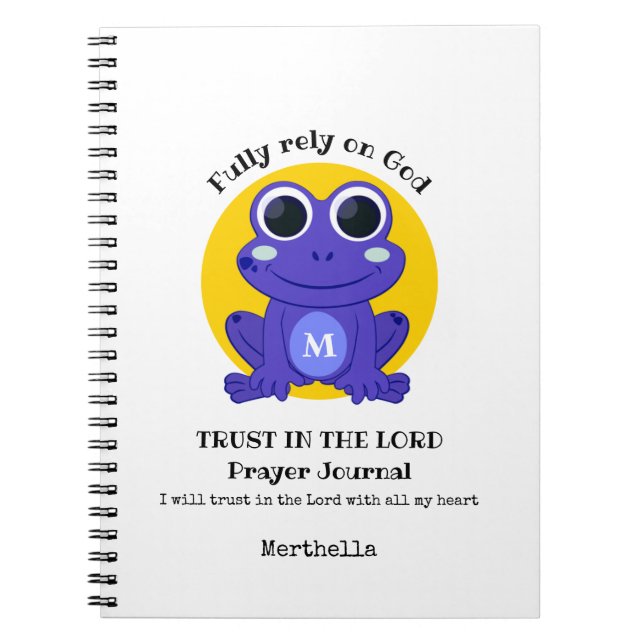 Cute Frog TRUST IN LORD Prayer Journal Anteckningsbok (Framsidan)