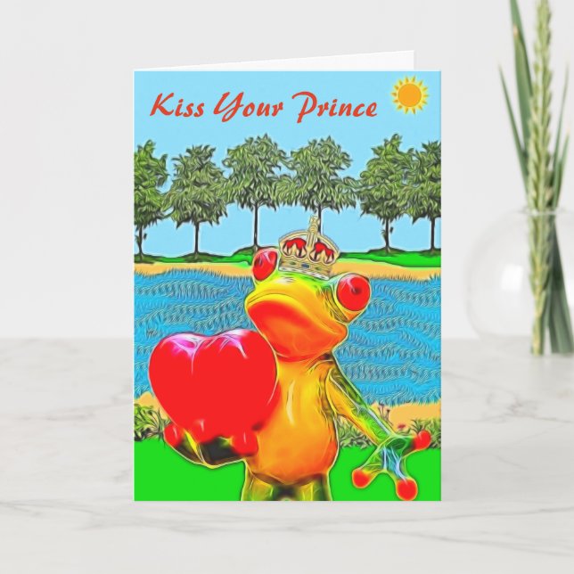 Cute Frog Valentine Day Card Helgkort (Framsida)
