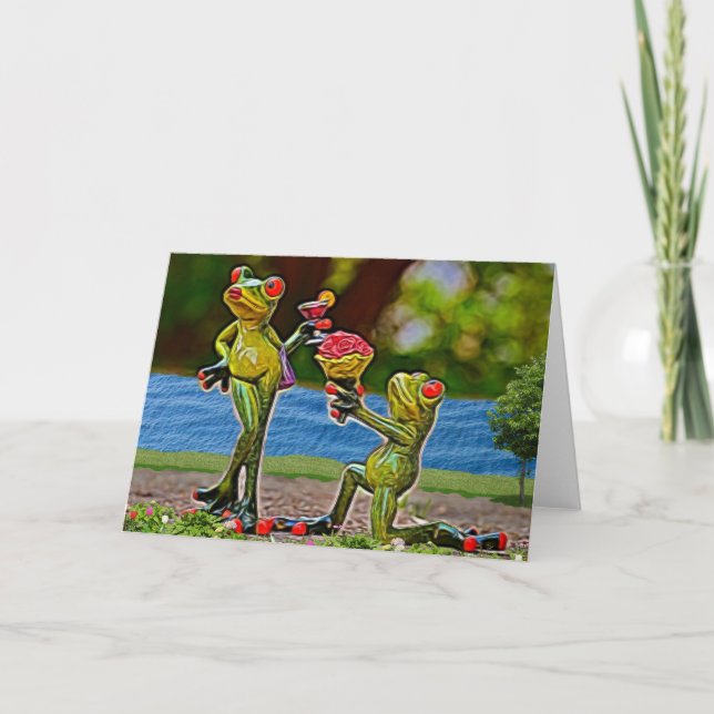 Cute Frog Valentine Day Card Helgkort (Framsida)