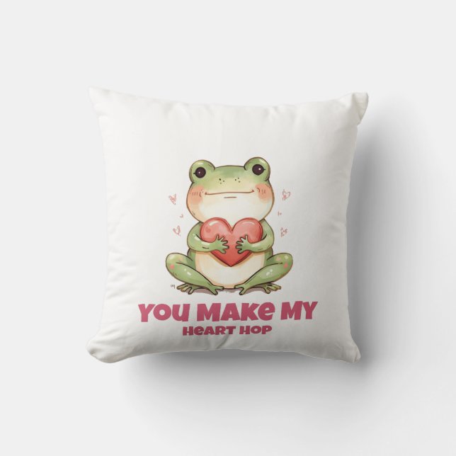 Cute Frog Valentine Tee Kudde (Framsida)